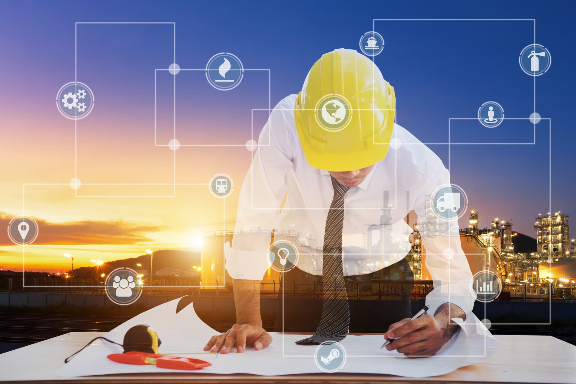 Warehouse interior with industrial lighting and clean floor